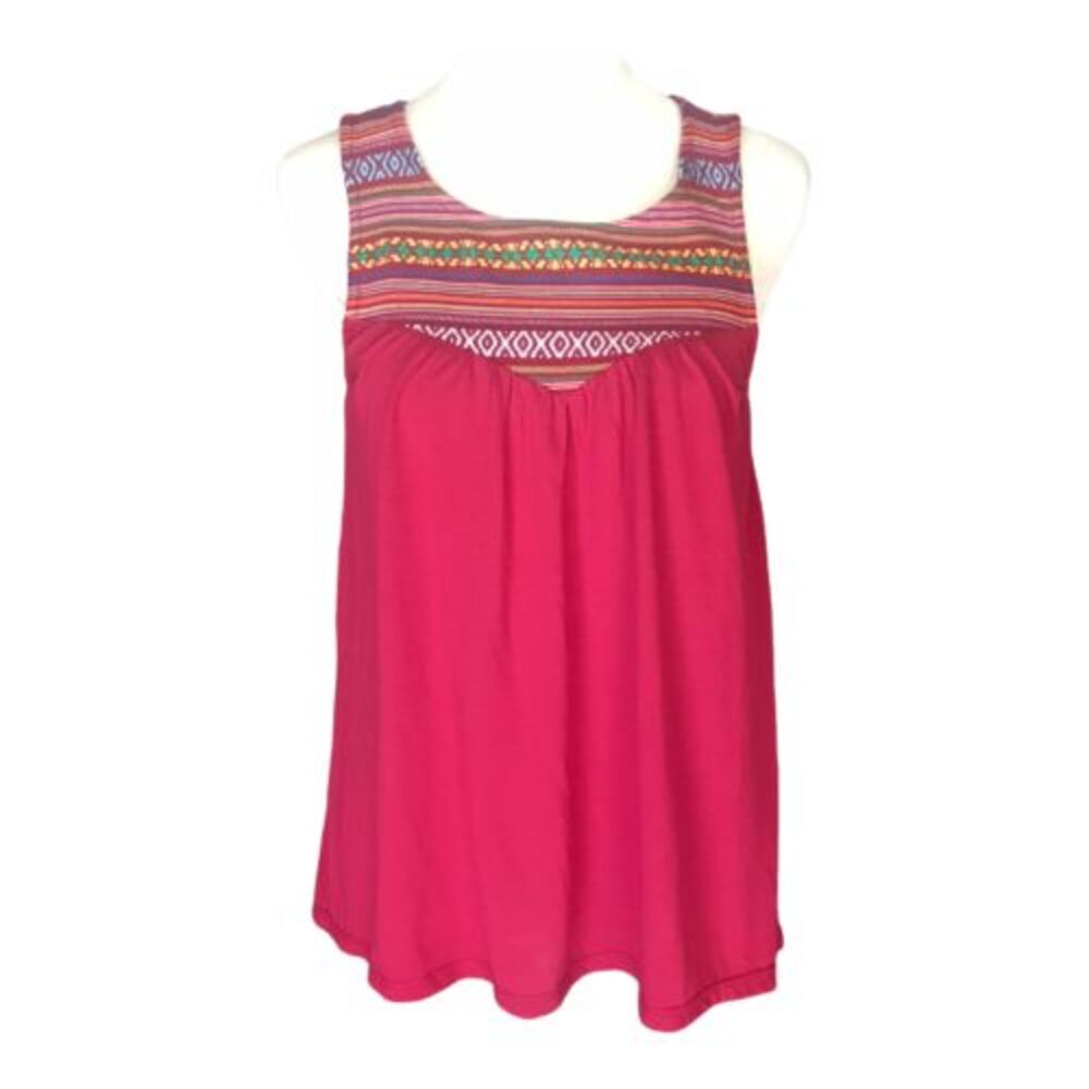 Altar D State Shirt Womens Small‎ Burgundy Aztec Embroidery Sleeveless